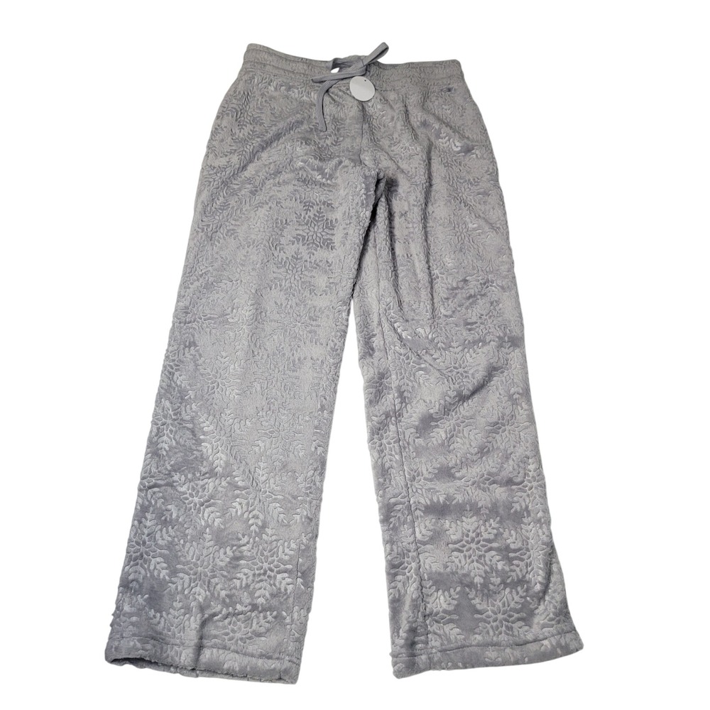 Tranquil‎ True Womens Pajama Pants Gray Snowflake Plush Fleece Lounge M